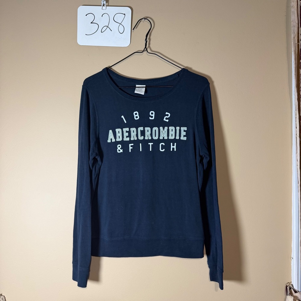 Abercrombie & Fitch Navy Blue Long Sleeve Heritage Graphic Logo Tee Small